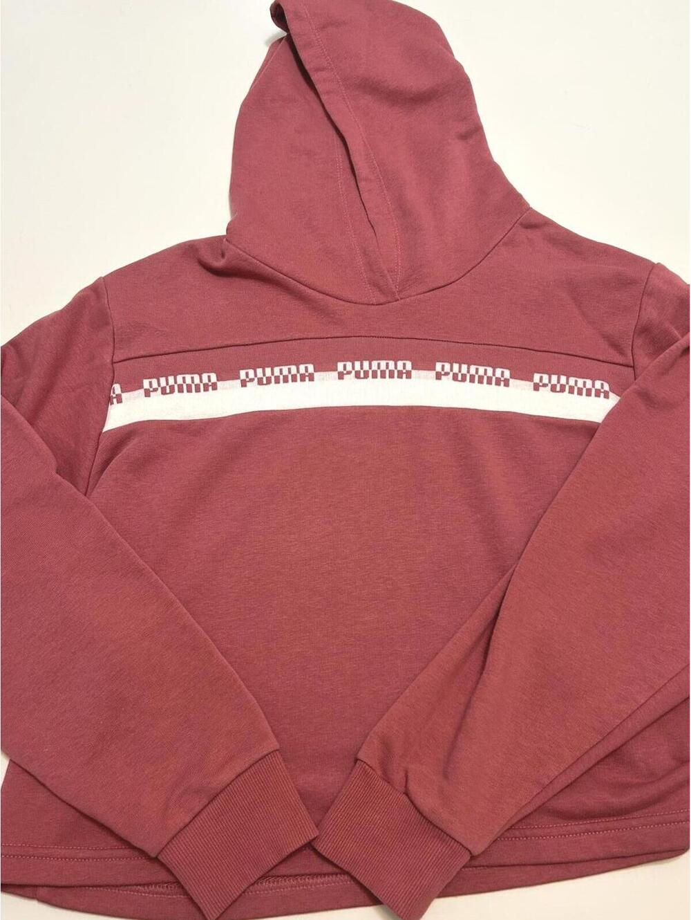 Puma Zip Hoodie Burgundy Athletic Jacket Logo Sleeve Full Zip Sweatshirt